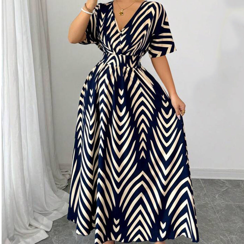 Robe longue manches courtes et taille ajustée - Chic&Shines