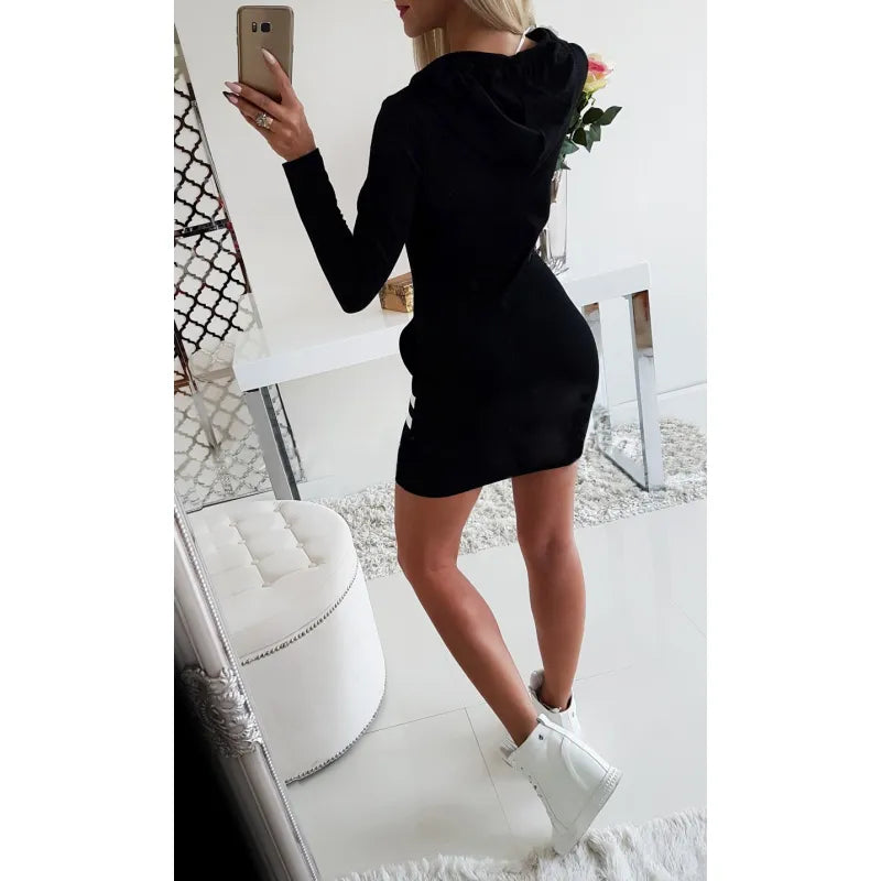 Robe sweat courte à capuche à double fermeture éclair - Chic&Shines