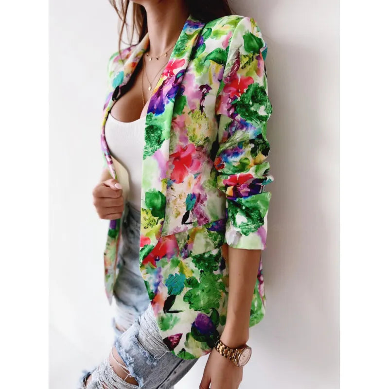 Blazer Tie Dye À Manches Longues Revers - Chic&Shines