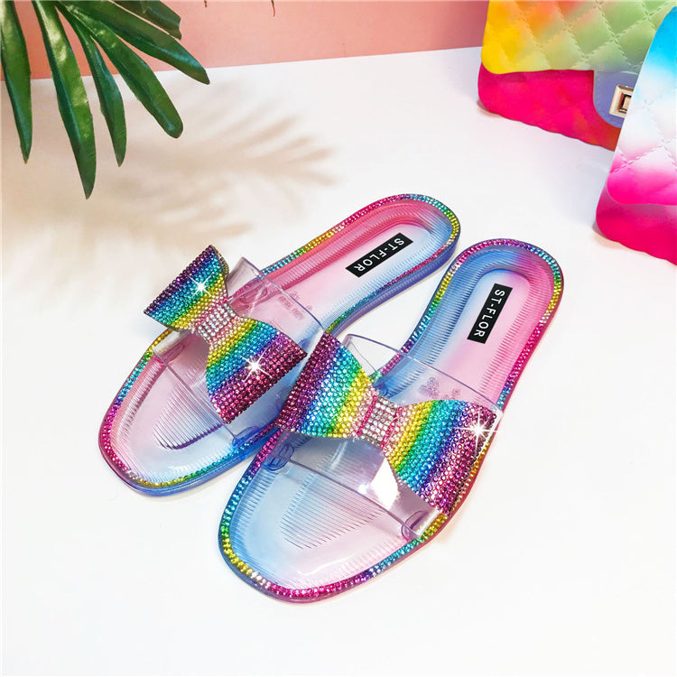Sandale plate strass multicolore - Chic&Shines