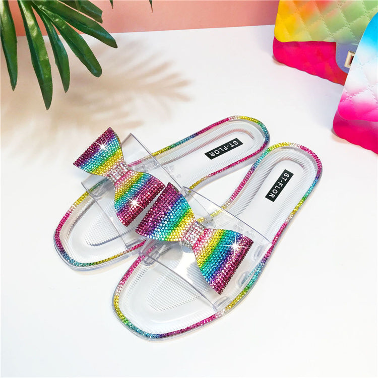 Sandale plate strass multicolore - Chic&Shines