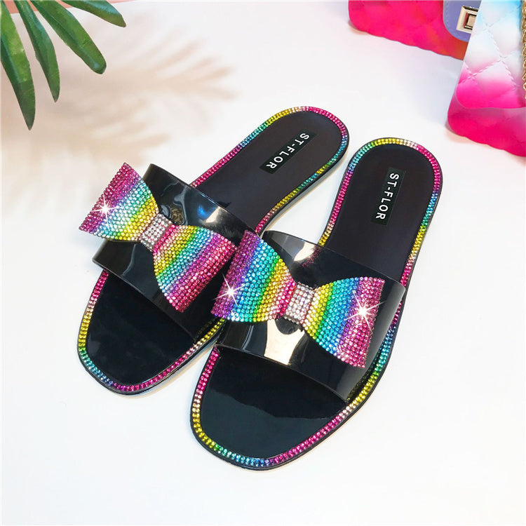 Sandale plate strass multicolore - Chic&Shines