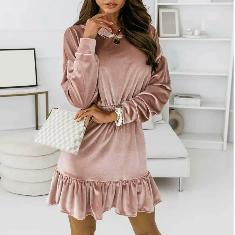 Robe courte velours à capuche et manches longues - Chic&Shines