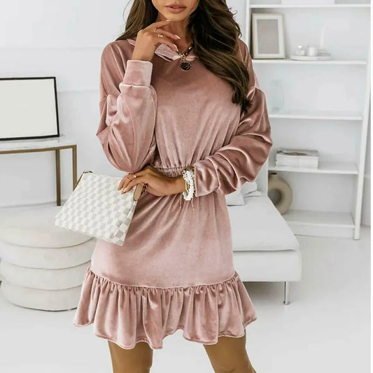 Robe courte velours à capuche et manches longues - Chic&Shines