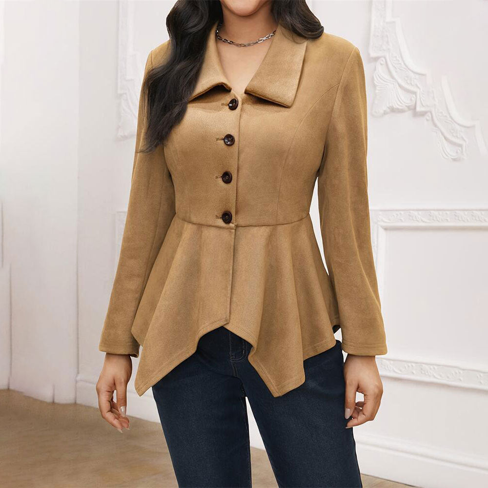 Veste en daim col polo élégant et décontractée