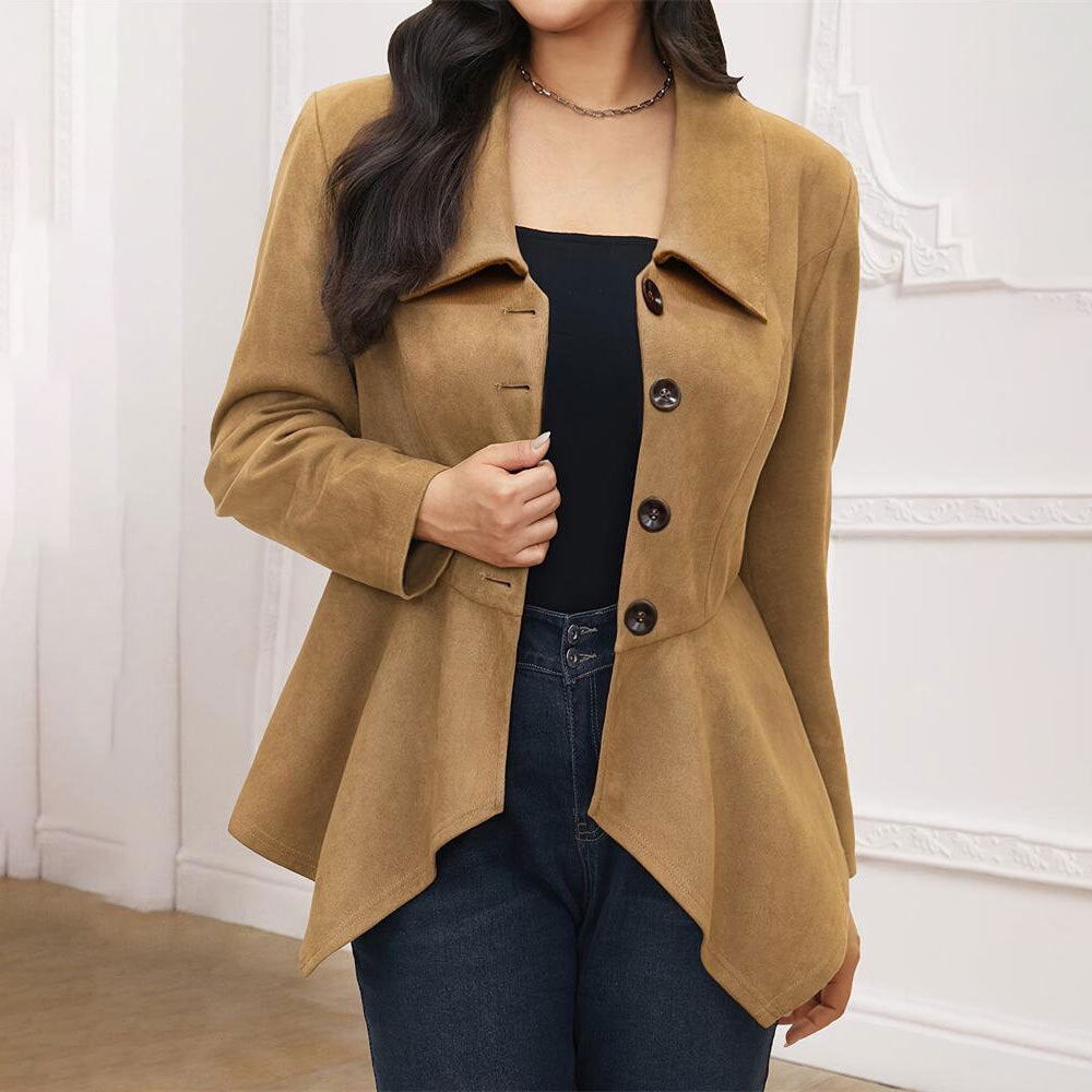 Veste en daim col polo élégant et décontractée