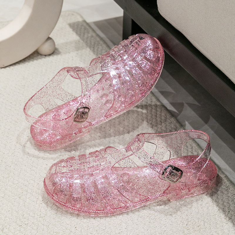 Sandales plates creuses en cristal - Chic&Shines
