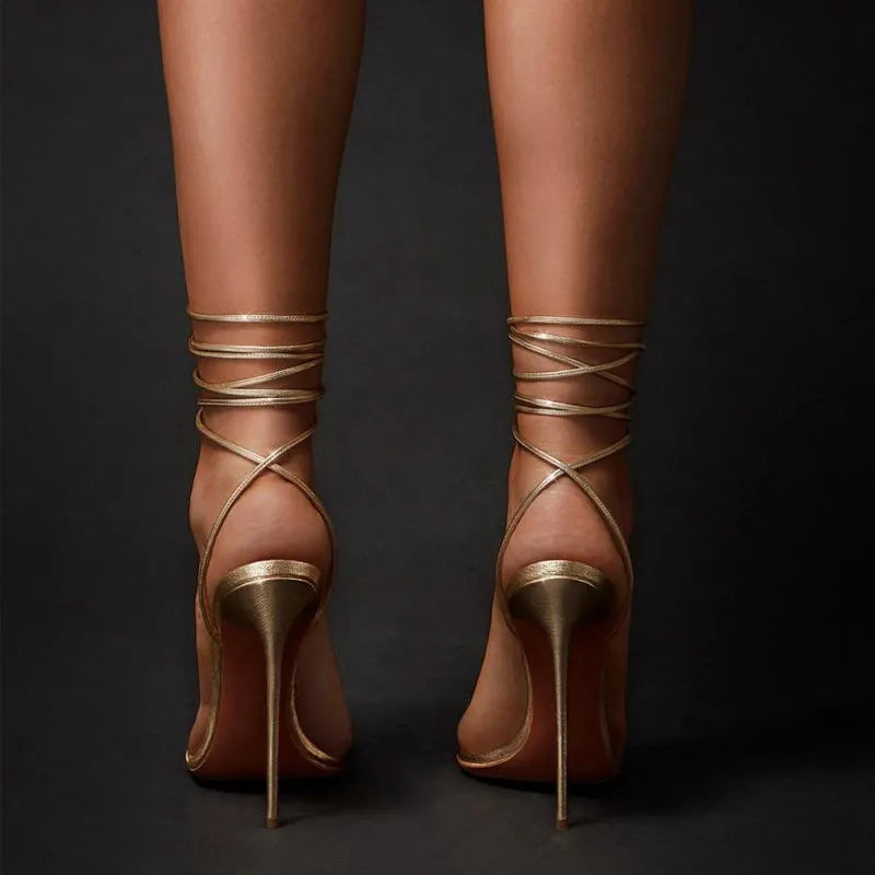 Sandale talon haut à bride lacet - Chic&Shines