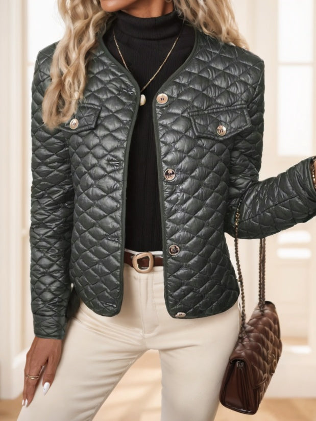 Manteau court manches longues matelassé en losanges - Chic&Shines