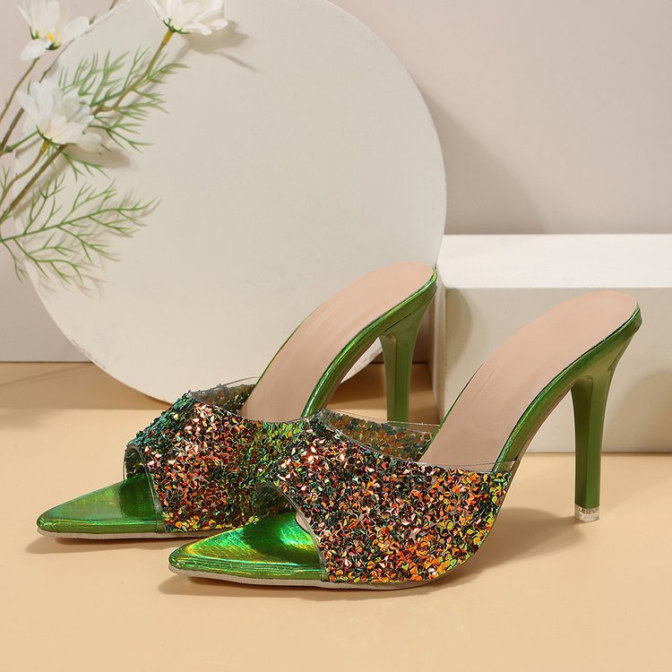 Sandales à talons hauts à paillettes - Chic&Shines