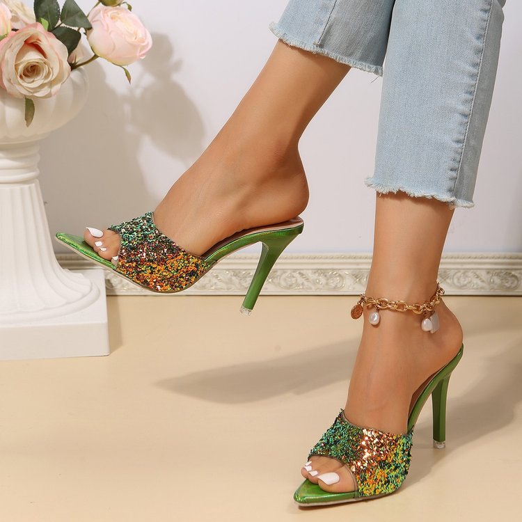 Sandales à talons hauts à paillettes - Chic&Shines