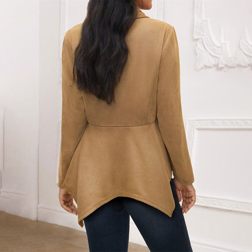 Veste en daim col polo élégant et décontractée