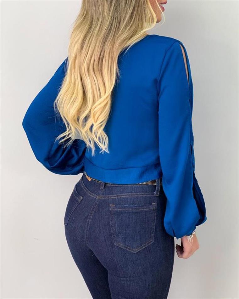 Chemisier manches longues à lacets et découpes - Chic&Shines