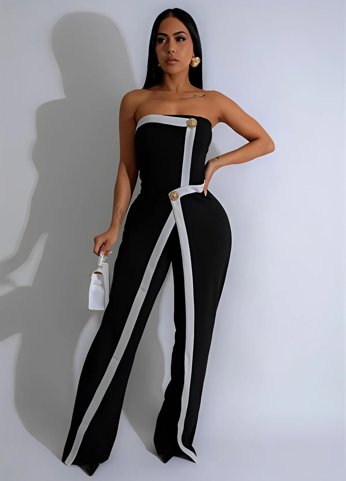 Combinaison pantalon sans manches coupe ajustée - Chic&Shines