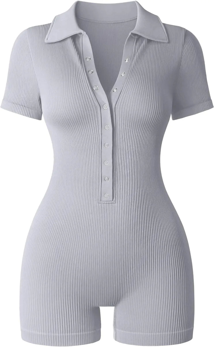 RPAEOY Combinaison Femme Sport Moulante Côtelée Manches Longues - Bodycon Yoga Fitness Club
