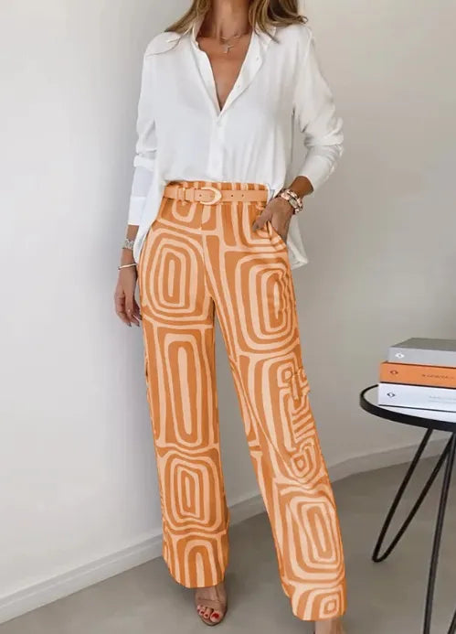 Ensemble chemisier manches longues et pantalon ample - Chic&Shines
