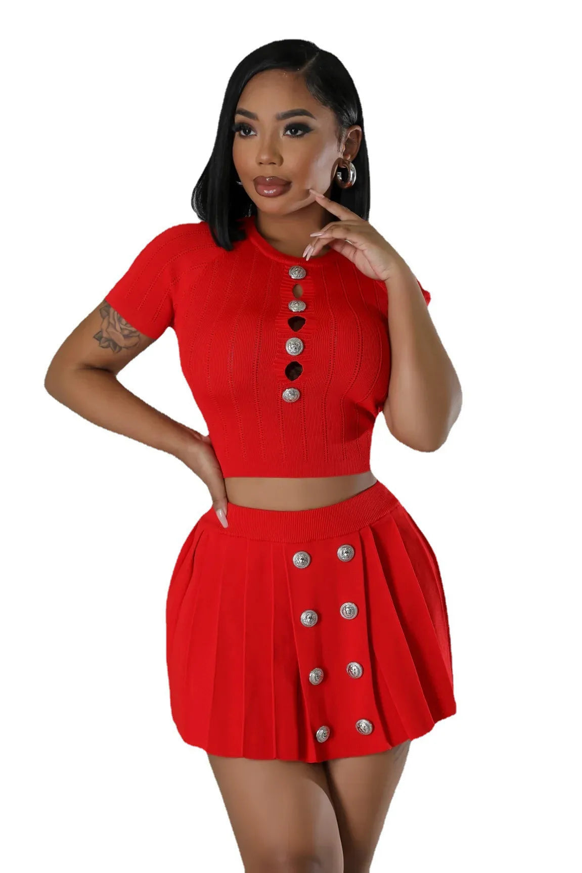 Ensemble haut court et jupe tricotée - Chic&Shines