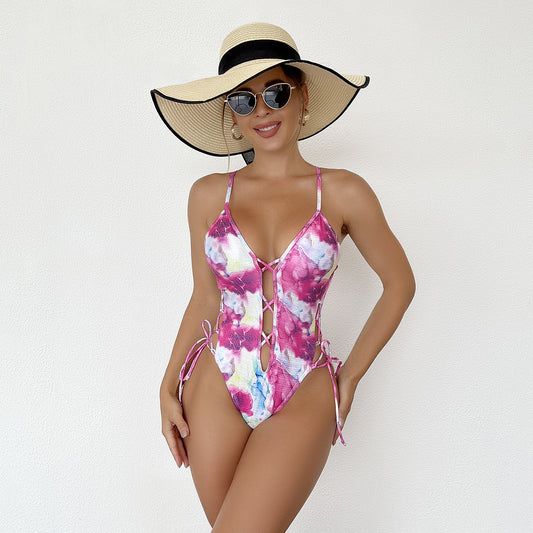 Maillot De Bain Une Pièce Creux Croix Sangle - Chic&Shines