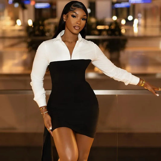 Robe chemise courte à ruban - Chic&Shines
