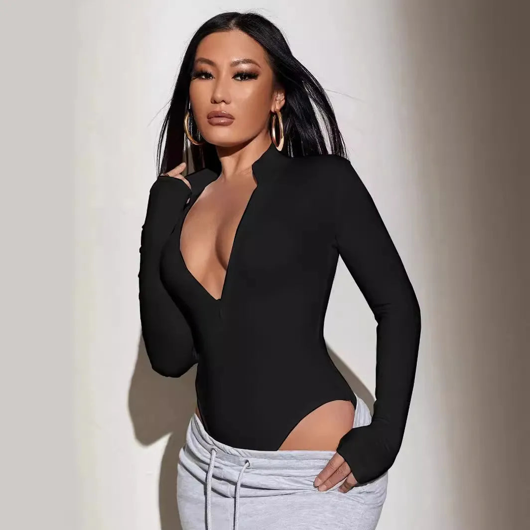Body manches longues sans coutures fermeture éclair - Chic&Shines