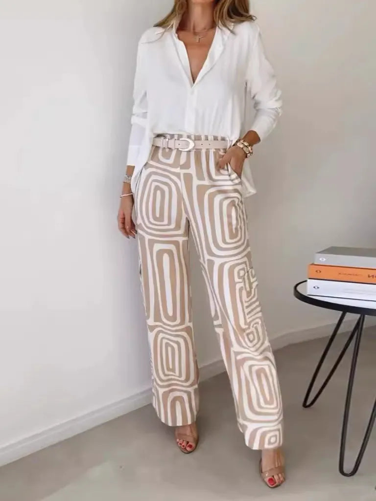 Ensemble chemisier manches longues et pantalon ample - Chic&Shines