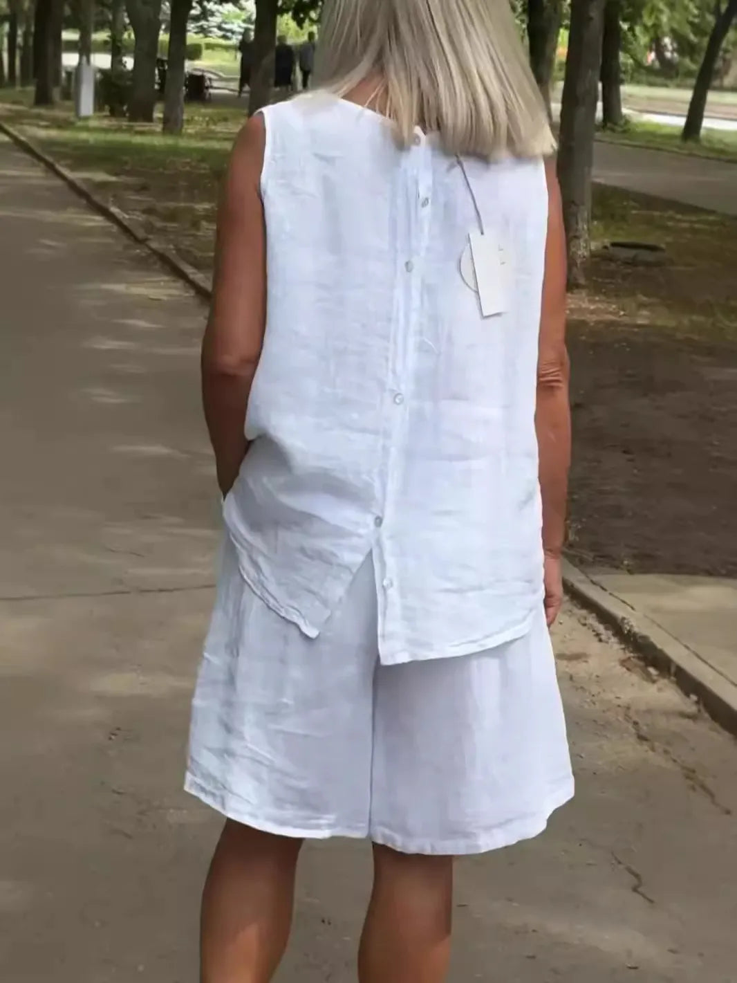 Ensemble haut débardeur short ample coton et lin - Chic&Shines