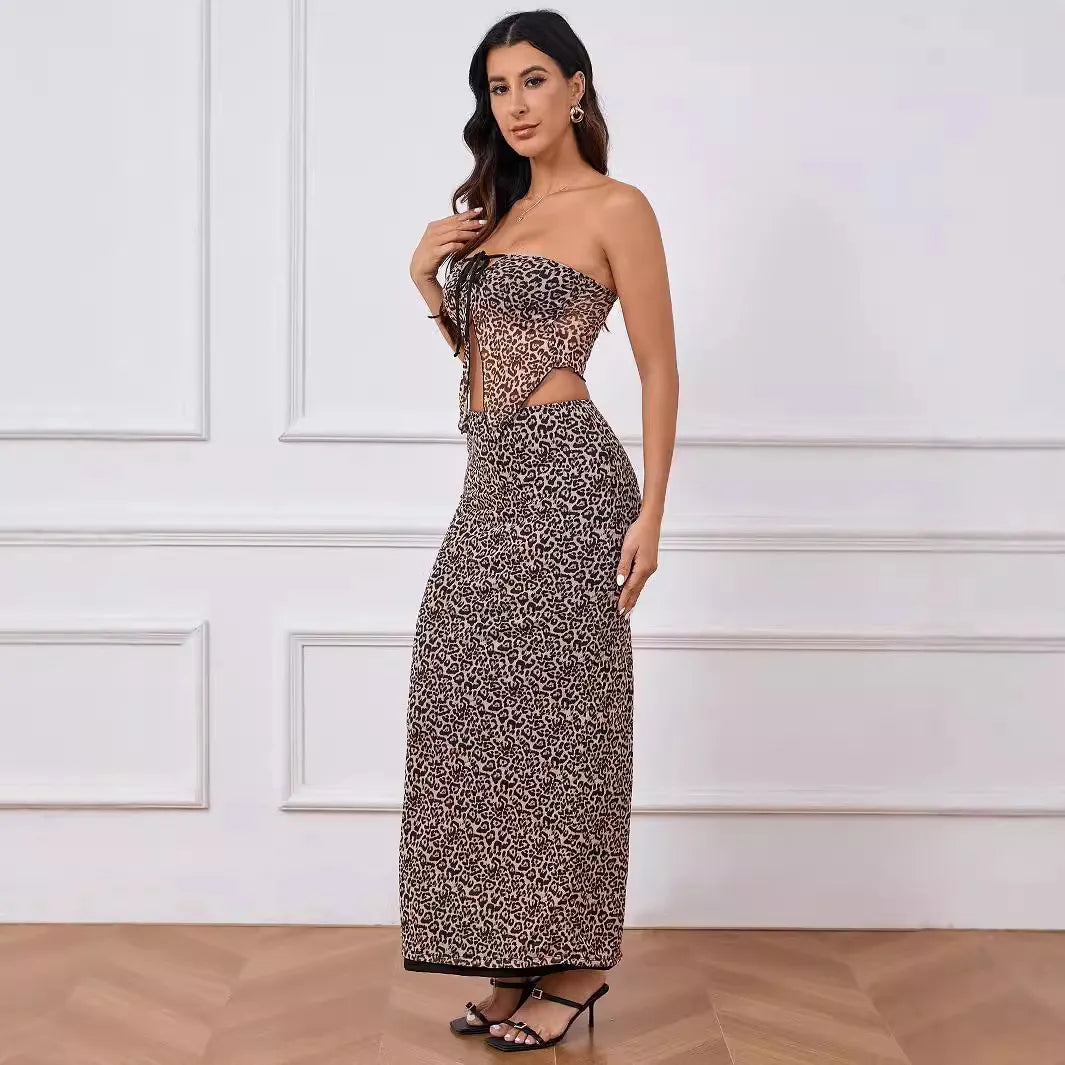 Ensemble haut tube léopard et jupe slim - Chic&Shines