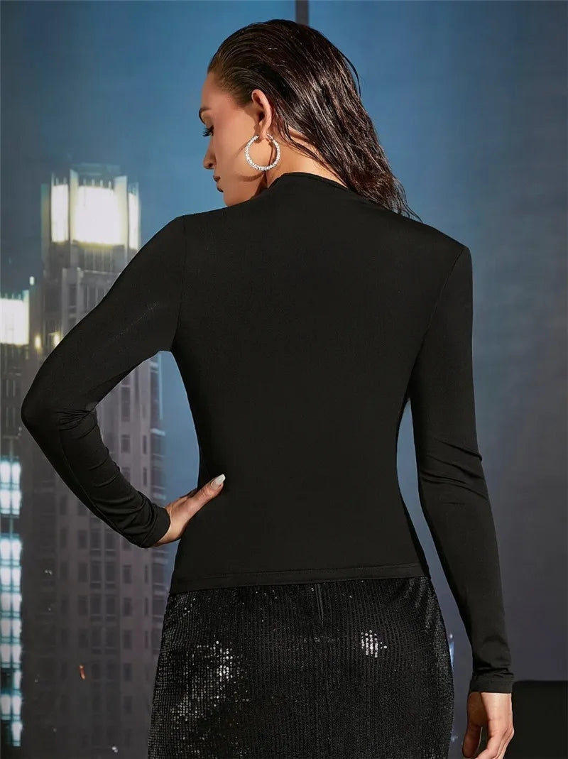 Haut à manches longues à col asymétrique - Chic&Shines