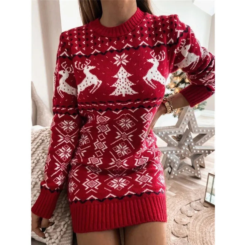 Robe Courte Tricotée À Manches Longues En Jacquard - Chic&Shines