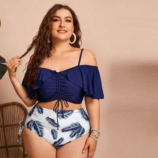 Maillot De Bain 2Pièces Épaules Dénudées Cordon De Serrage - Chic&Shines