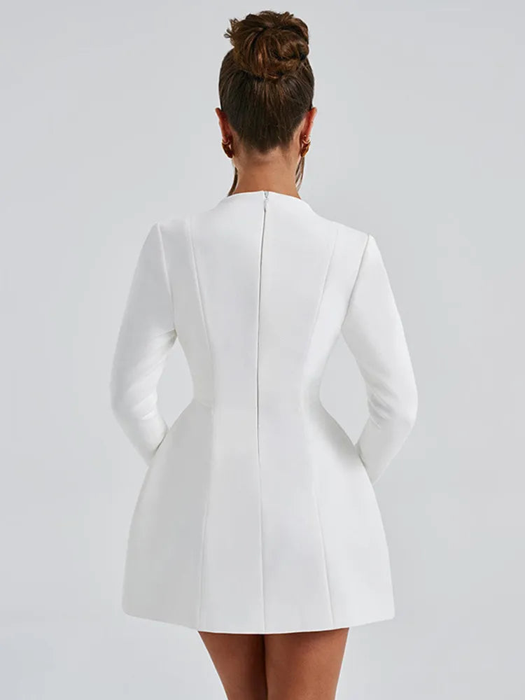 Robe courte col en V à manches longues - Chic&Shines