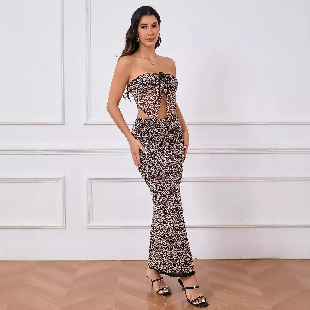 Ensemble haut tube léopard et jupe slim - Chic&Shines