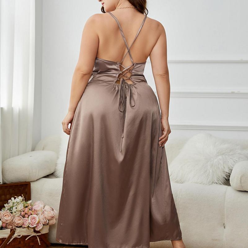 Robe longue haut à bretelles dos nus fente latérale - Chic&Shines