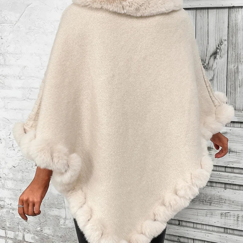 Manteau Poncho Tricoté En Peluche - Chic&Shines