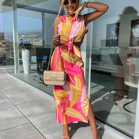 Robe longue Fendue Sans Manches décontractée - Chic&Shines
