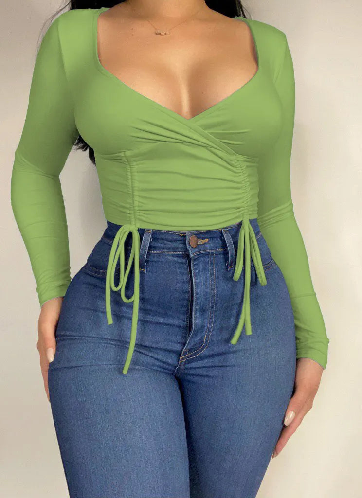 Haut Court À Manches Longues Décolleté - Chic&Shines