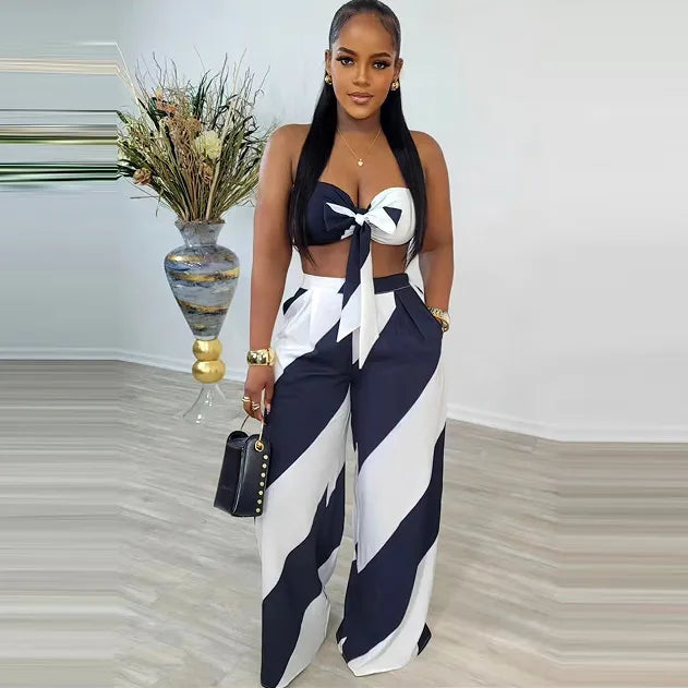 Ensemble haut sans bretelles et pantalon large - Chic&Shines