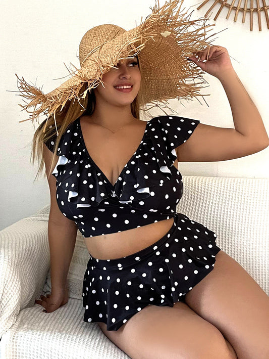 Maillot De Bain 2 pièces À Pois À Volants - Chic&Shines
