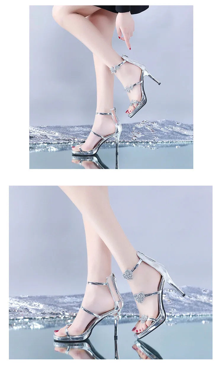 Talons Aiguilles Fermeture Eclaire Motifs Strass - Chic&Shines