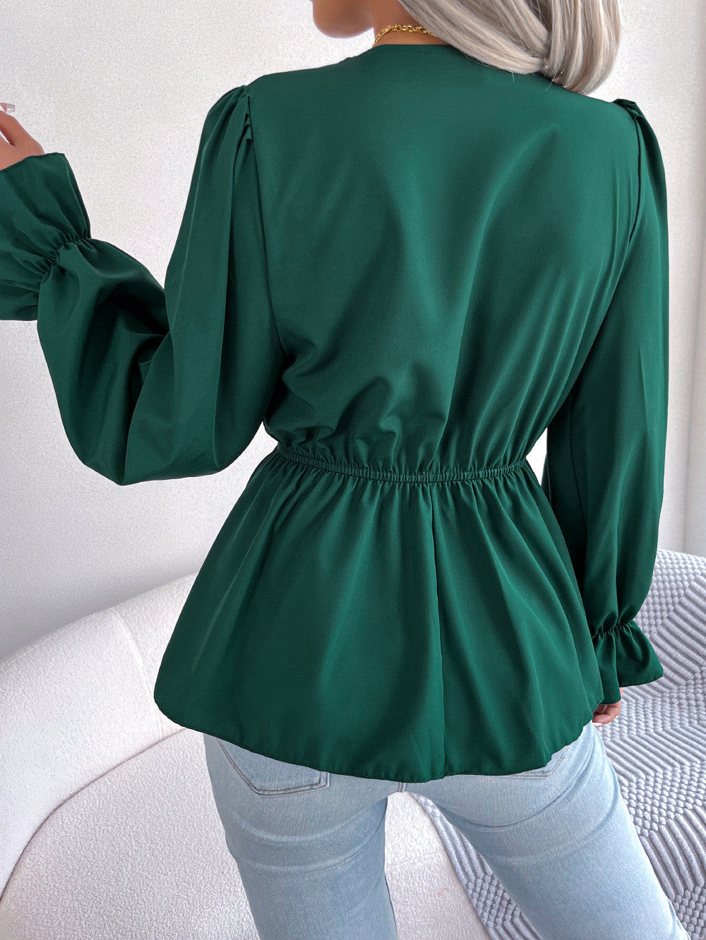 Haut En Mousseline De Soie Col V Ceinture À Lacet - Chic&Shines