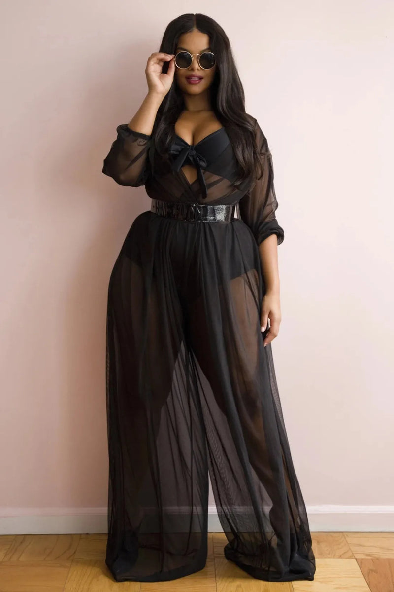 Robe En Maille Transparente Manches Longues - Clubwear Sensuel, Lingerie Fine, En Nylon/élasthanne Stretch
