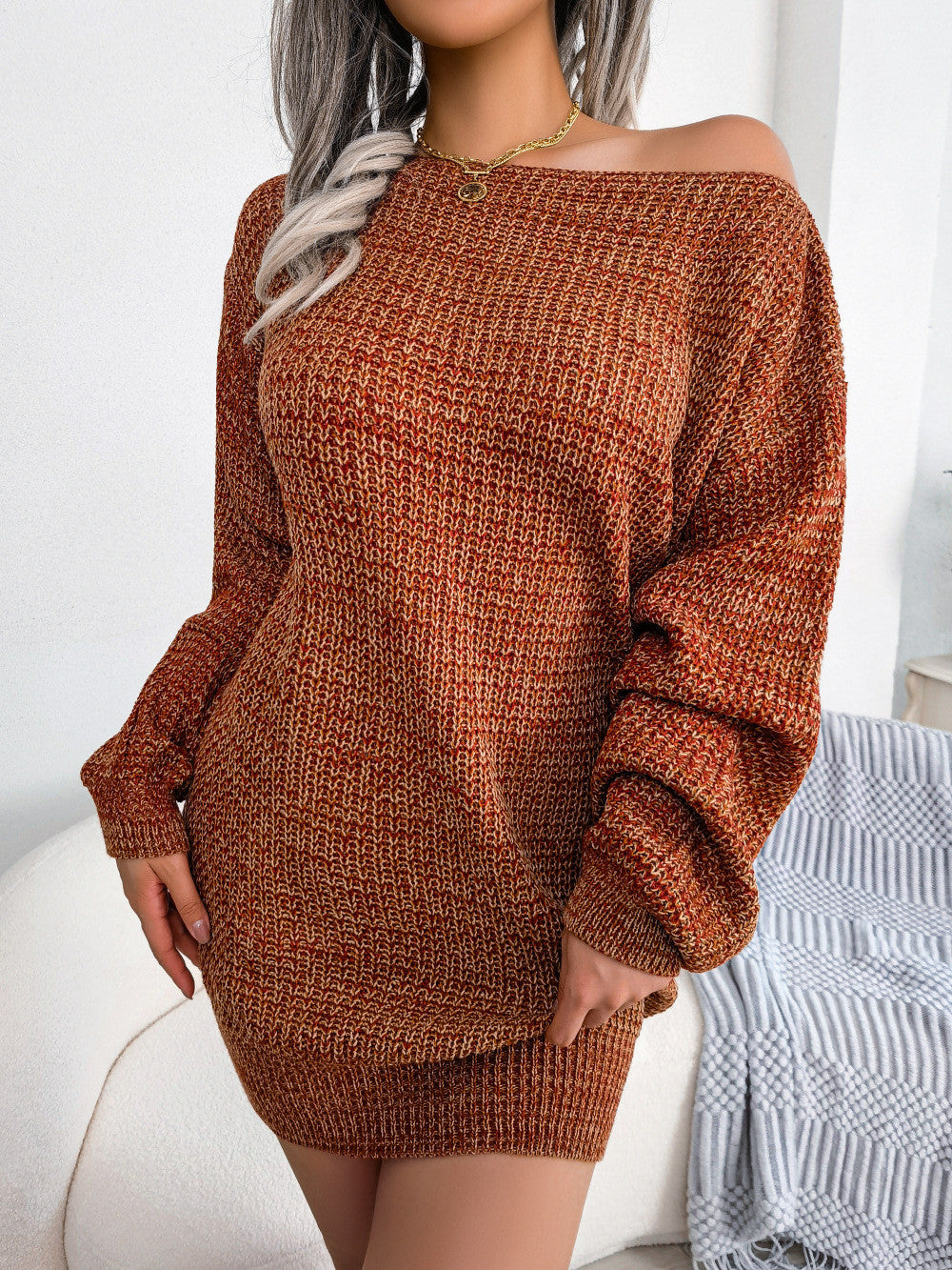 Robe Courte Tricotée Manches Lanternes - Chic&Shines