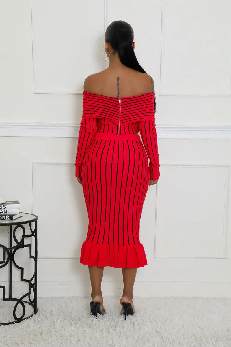 Ensemble haut court manches longues et jupe à volants - Chic&Shines