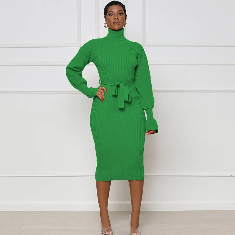 Robe mi-longue manches longues tricoté - Chic&Shines