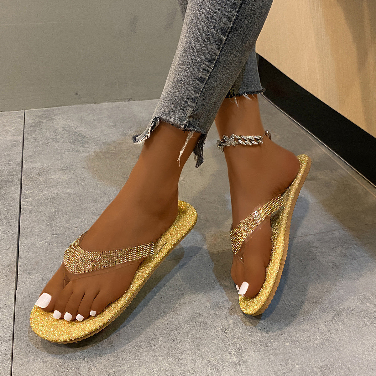 Sandale plate été en strass - Chic&Shines