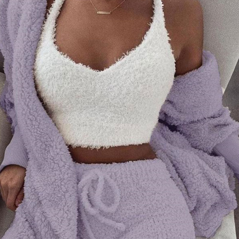 Ensemble veste manche longue à capuche haut short - Chic&Shines