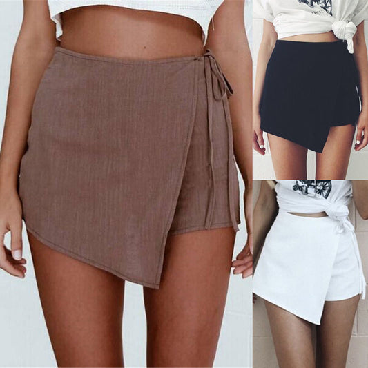 Short jupe court à lacets couleur unie - Chic&Shines