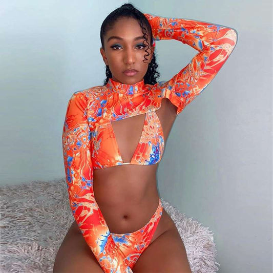 Maillot De Bain Deux Pièces Imprimé Graphique Aux Couleurs Vives - Chic&Shines