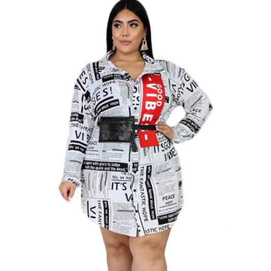 Robe courte chemises à manches longues - Chic&Shines