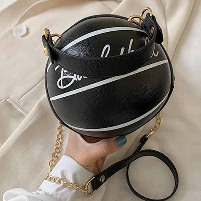 Sac à main Basket-Ball Forme rond Mode Femme, Chaîne doré et Simili cuir - Chic&Shines
